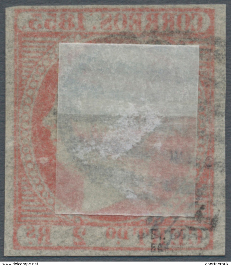 01645 Spanien: 1853, 2r. Vermilion, Bright Colour, Full Margins All Around (small Cut At Right Margin Not - Used Stamps