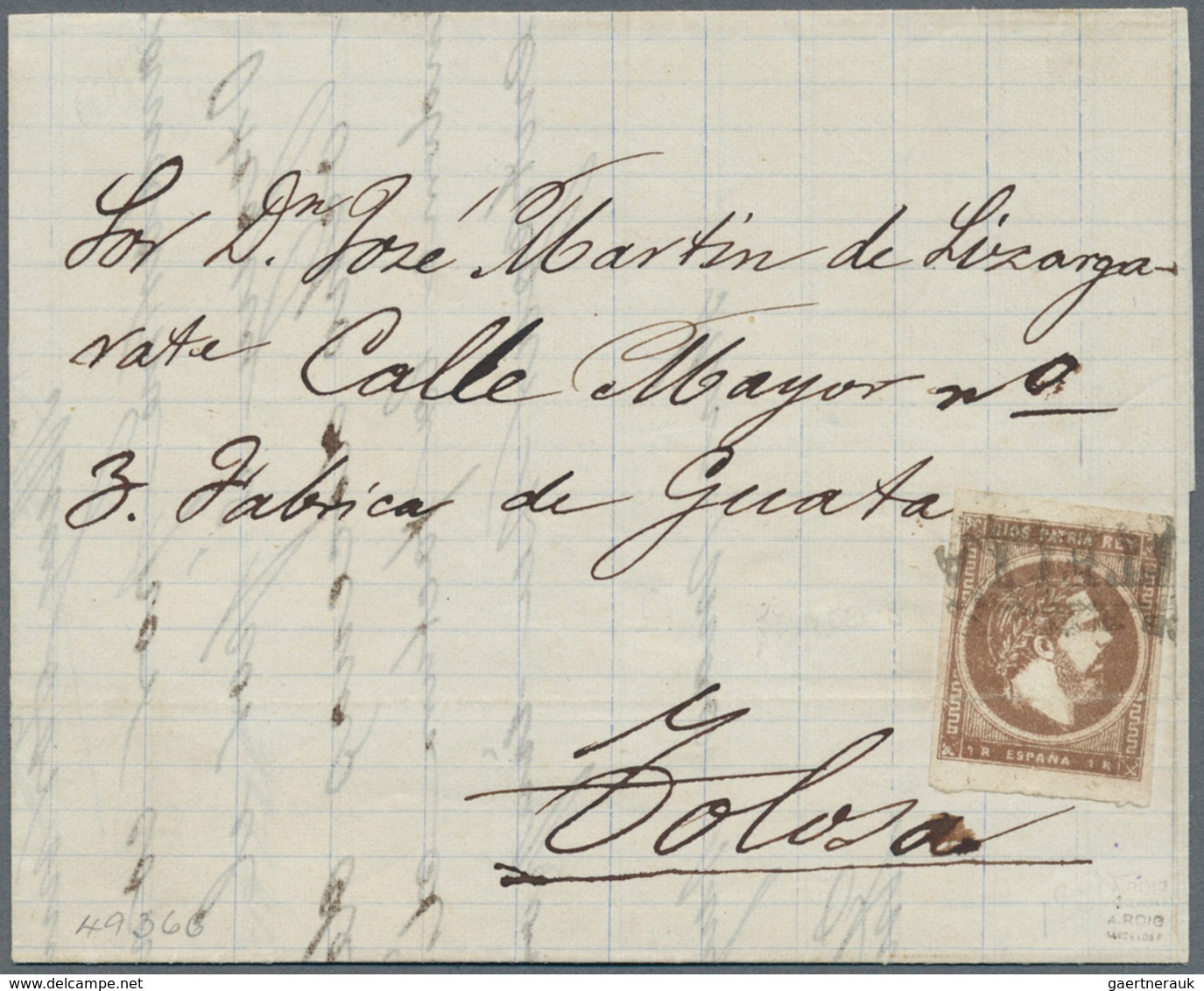 01660 Spanien: 1875, Carlist Issue 1 R. Brown Tied "ESTELLA" To Entire Folded Letter Dated Estella 12 Mayo - Gebruikt