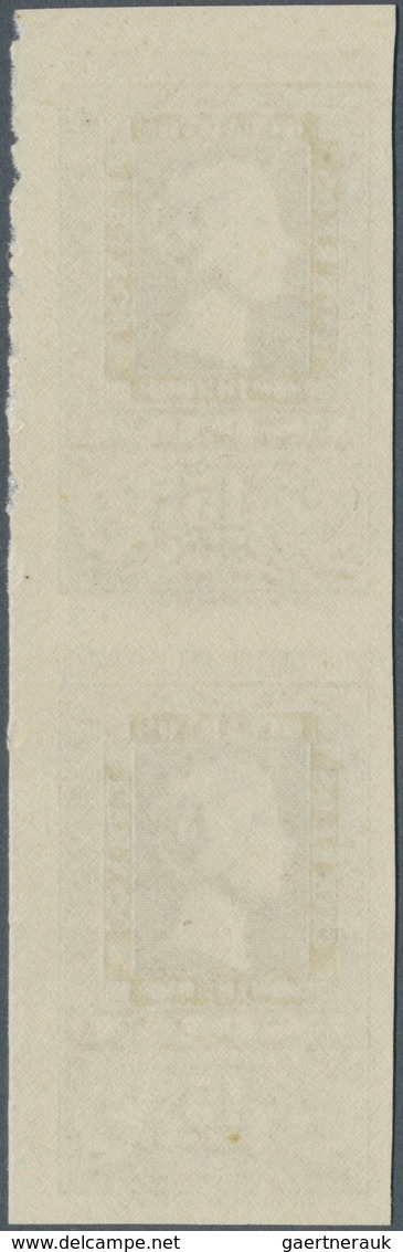 01687 Spanien: 1950, Centenary Of Spanish Stamps, 15pts. Olive-grey, Colour Variety, Imperforate Vertical - Oblitérés