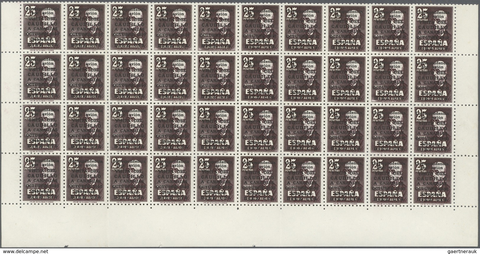 01690 Spanien: 1951, Canary Island's Visit, 25pts. Lilac-brown With Number "A001,874", Bottom Marginal Blo - Gebruikt