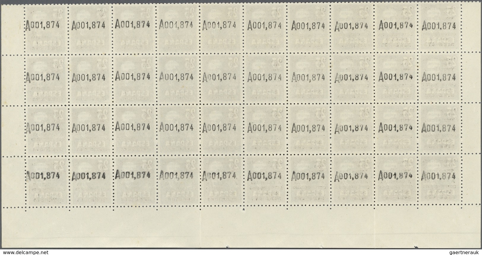 01690 Spanien: 1951, Canary Island's Visit, 25pts. Lilac-brown With Number "A001,874", Bottom Marginal Blo - Oblitérés