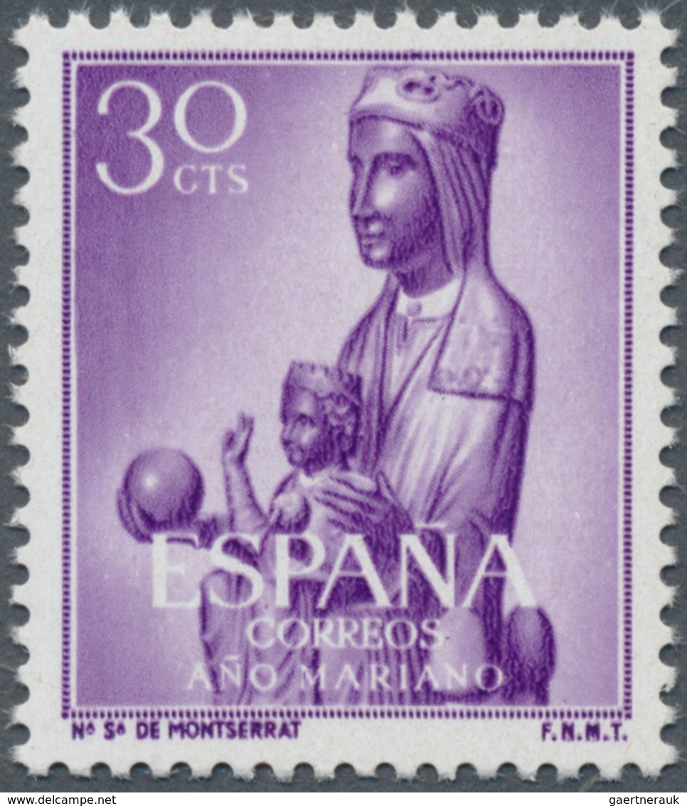 01693 Spanien: 1954, Marian Year, 30c. Violet, Colour Variety, Unmounted Mint, Certificate Graus. Edifil 1 - Oblitérés