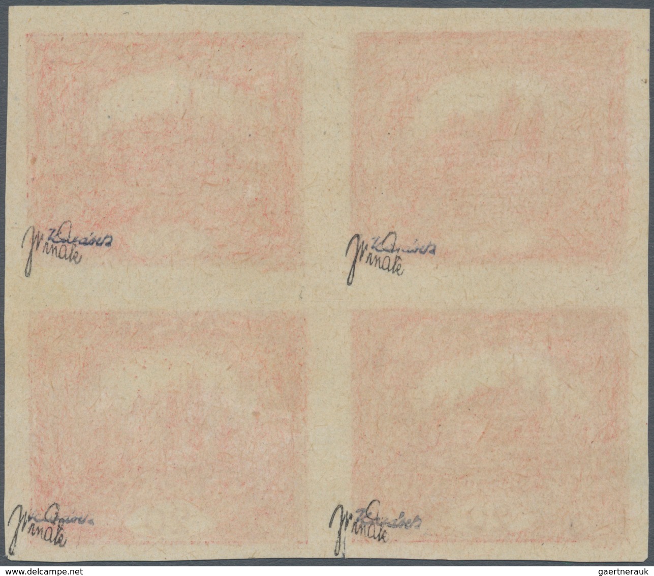 01708 Tschechoslowakei: 1920, Hradcany 20h. Bright Carmine ("svetle Karminova"), Block Of Four, "Spiralove - Covers & Documents