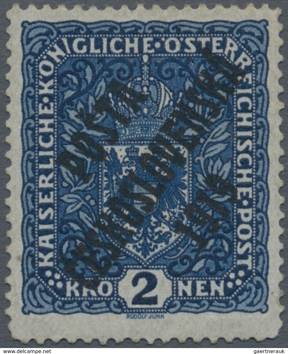 01712 Tschechoslowakei: 1919, "Posta Ceskoslovensko" Overprints, 2kr. Dark Ultramarine, Type I, Size 25:30 - Covers & Documents