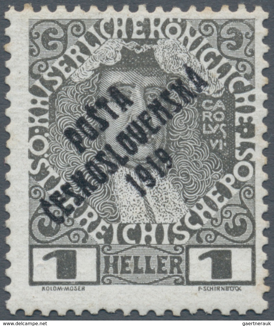 01715 Tschechoslowakei: 1919, "Posta Ceskoslovenska" Overprint On 1h. Grey WITHOUT "PORTO" Surcharge, Unmo - Lettres & Documents