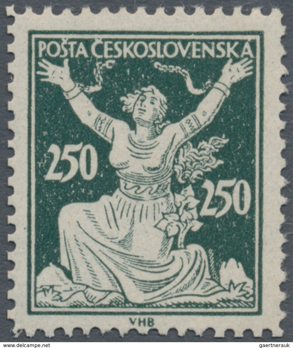 01719 Tschechoslowakei: 1919/1920, Definitives 250h. Blackish Green, Perf. 13¾, Unmounted Mint, Signed Kar - Brieven En Documenten