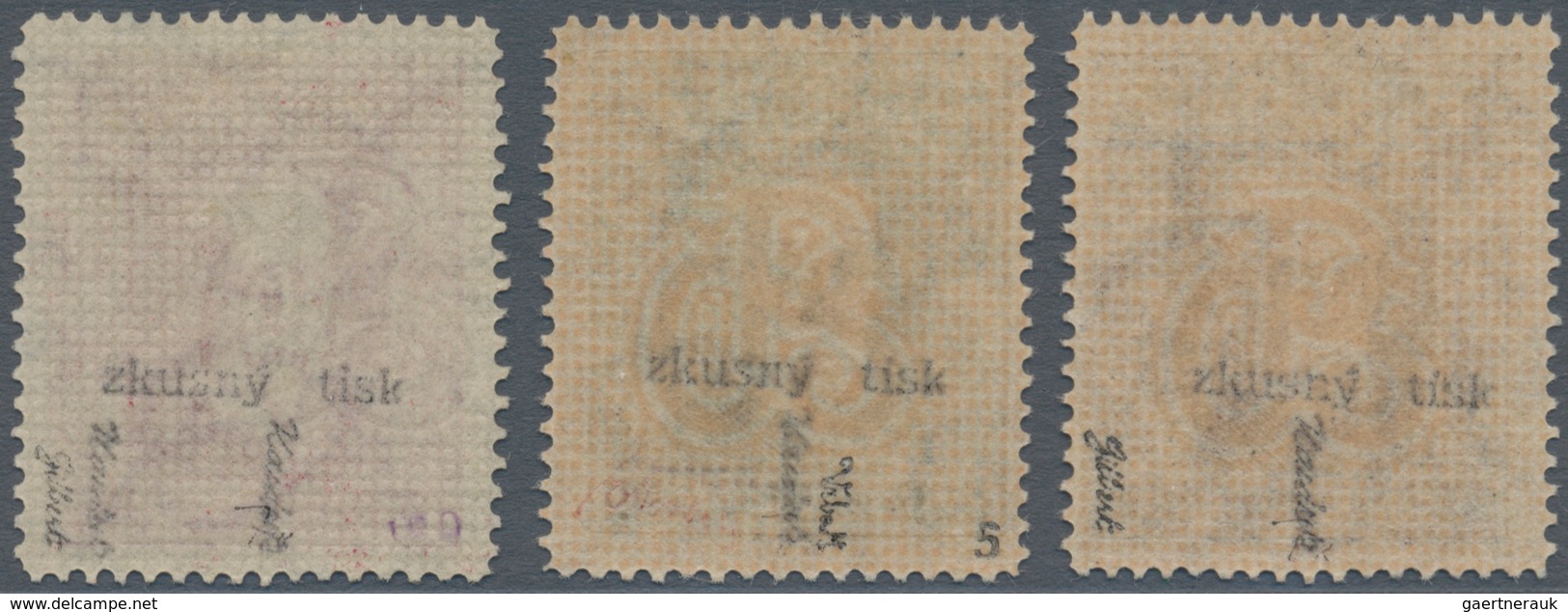 01720 Tschechoslowakei: 1923, Masaryk, 200h.+200h., Three Colour Proofs In Red, Bluish Green And Brown, Is - Lettres & Documents