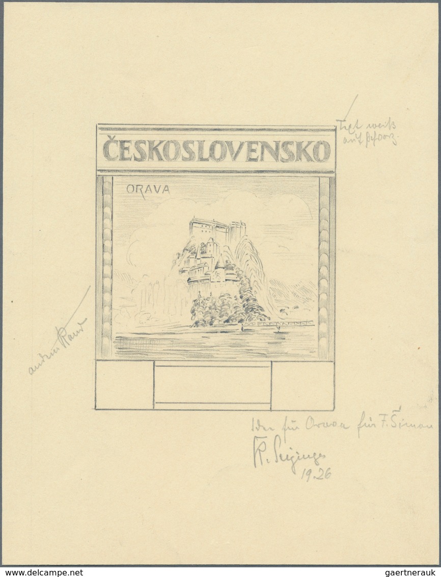 01723 Tschechoslowakei: 1926/1931, Castles, (20h.) "Karl?tejn", 1kc. "Hluboka" And (3kc.) "Orava", Three E - Briefe U. Dokumente