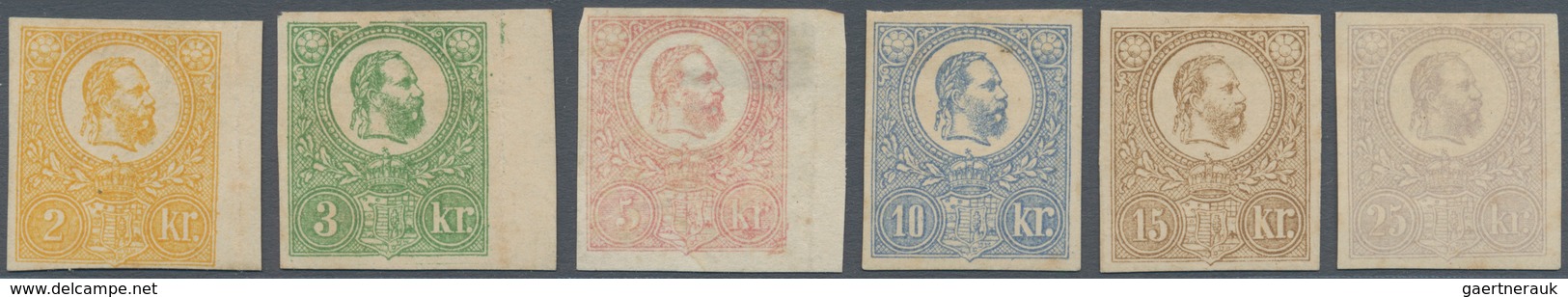 01730 Ungarn: 1871, 2 Kr - 25 Kr Franz-Josef, Lithographed Printing, Complete Imperforated Proof Set, Mint - Brieven En Documenten