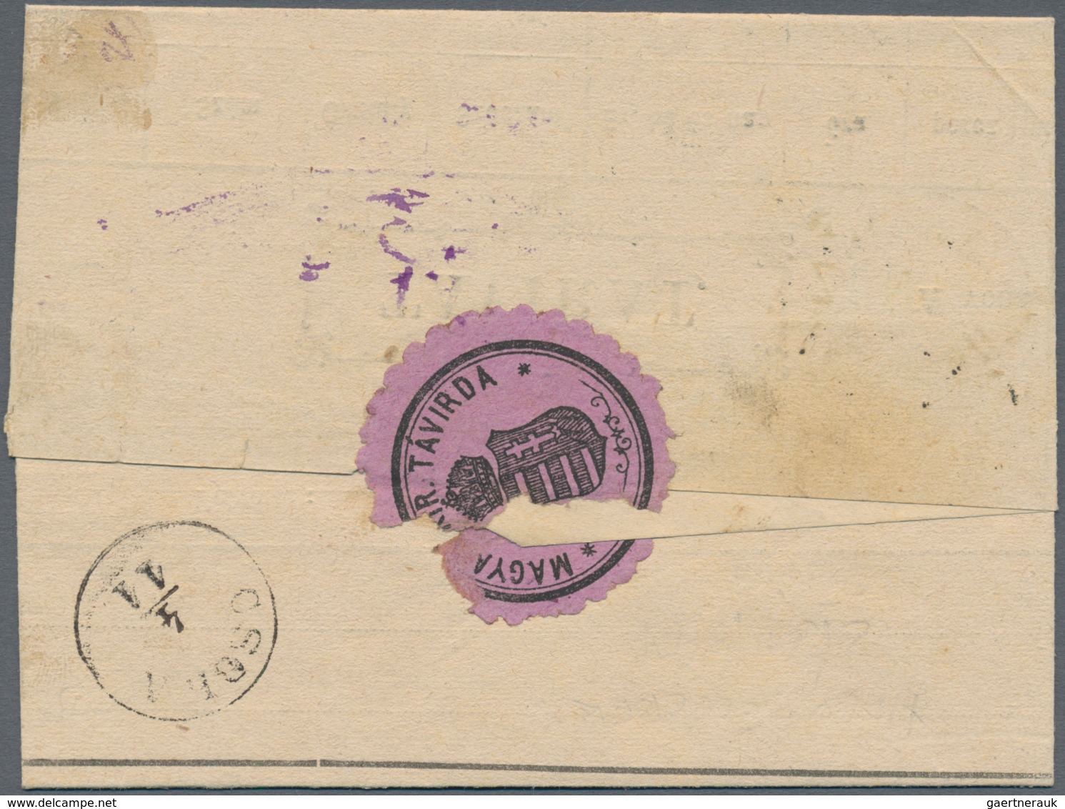 01732 Ungarn: 1876 (4.April), Superb And Fresh Printed Telegraph-Formular "TAVIRAT" Franked With 5 K Rose - Covers & Documents