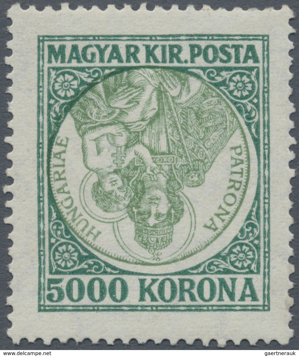 01733 Ungarn: 1923, 5000 Kr Dark Green And Yellow Green Madonna And Child, Printing Error INVERTED CENTER, - Briefe U. Dokumente