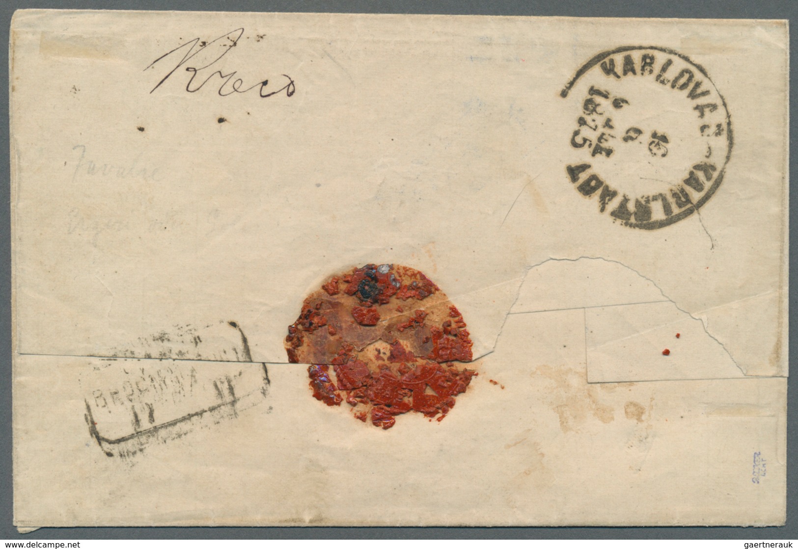 01734 Ungarn: 1875 Registered Mixed Franking Folded Letter From Bihac To Trieste, Franked With Turkey (187 - Brieven En Documenten