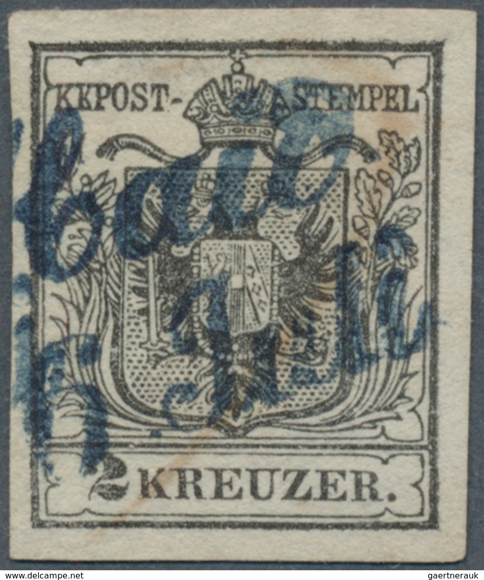 01804 Österreich: 1850, 2 Kreuzer Handpapier Type I A Schwarz, Dünnes Papier 0,075 Mm. Feinstdruck, Entwer - Ongebruikt