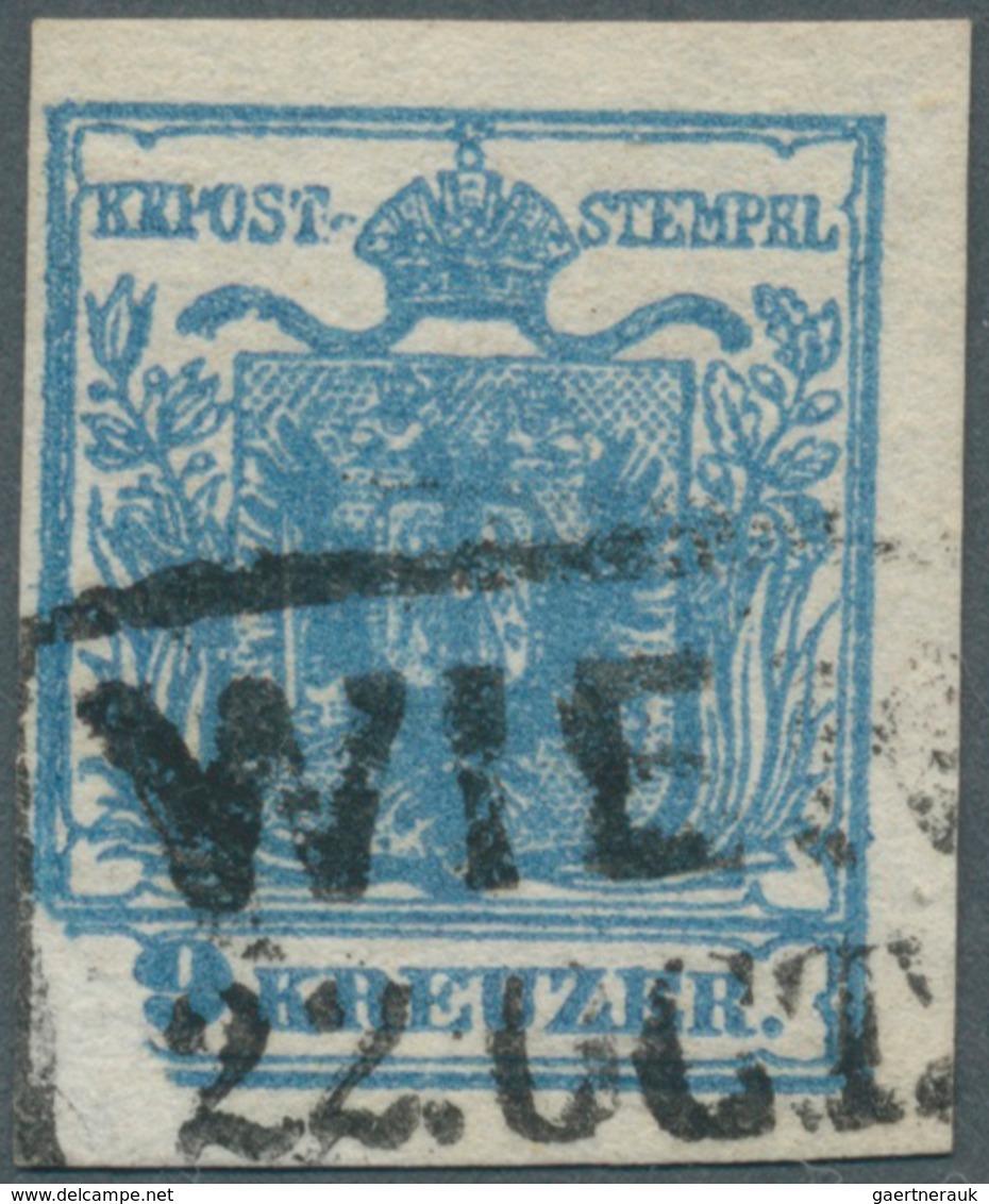 01815 Österreich: 1850, 9 Kreuzer Dunkelblau, Handpapier Type II C, Mit Großer Druckauslassung Der Linken - Neufs