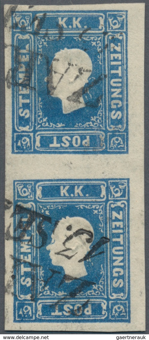 01837 Österreich: 1858: 1,05 Kr. Blau, Sehr Breitrandiges Senkrechtes Luxuspaar Mit Klarem L2 "ZARA 13/SET - Unused Stamps