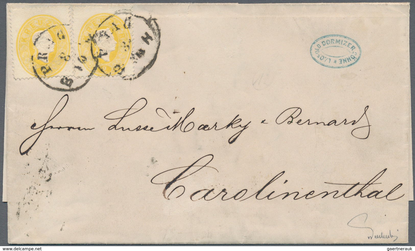 01839 Österreich: 1860, 2 X 2 Kr Gelb, Mehrfachfrankatur Auf Ortsbrief (1 Kreuzer überfrankiert) Von PRAG - Unused Stamps