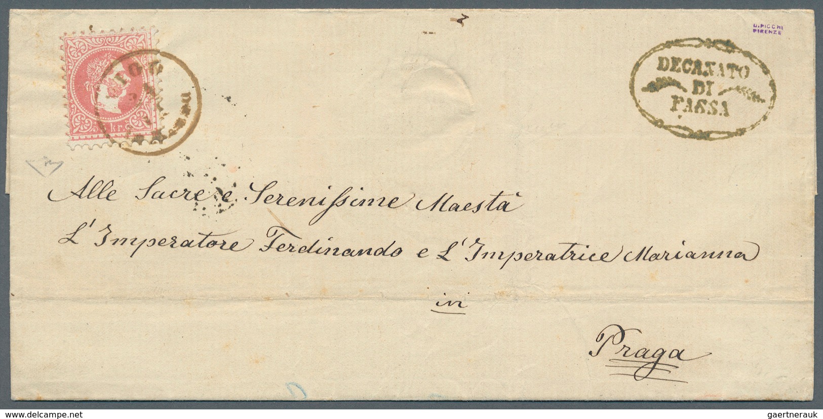 01844 Österreich: 1867, 5 Kr Rosa Auf Brief Mit Braunrotem Trentino-K1 ''VIGO IN FASSA 21/11 (1872)'' Und Ov - Ongebruikt