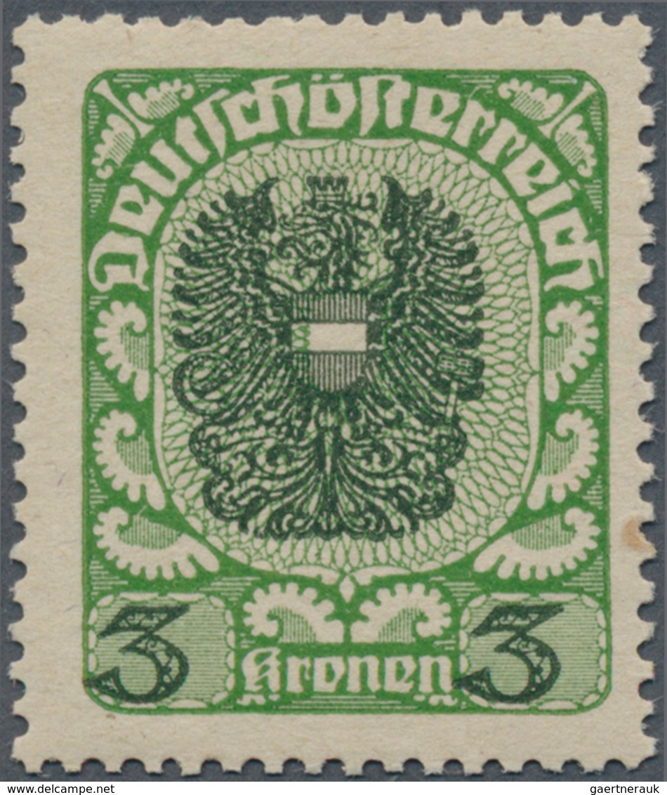 01852 Österreich: 1920, 3 Kr Dunkelgrün/schwarz Auf Dickem Grauen Papier, Tadellos Postfrisch, Signiert Wa - Unused Stamps