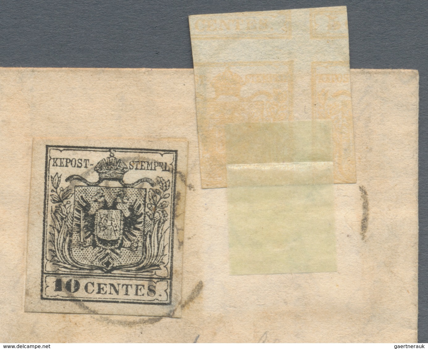 01864 Österreich - Lombardei Und Venetien: 1850 5 C. Ockergelb Mit Zusätzlich Rückseitigem, Verschobenem D - Lombardije-Venetië