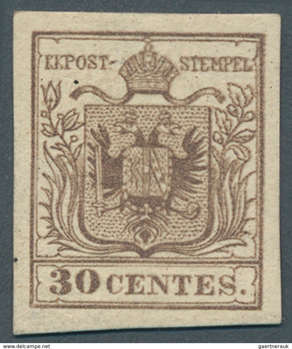01876 Österreich - Lombardei Und Venetien: 1853. VERONESER POSTFÄLSCHUNG, 30 Centesimi Braun, Ungebraucht - Lombardo-Venetien