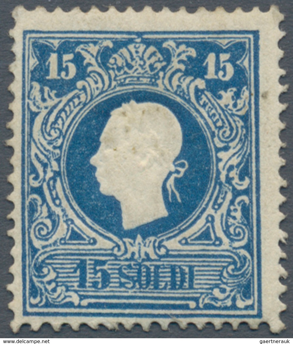 01885 Österreich - Lombardei Und Venetien: 1859, 15 S Blau, Type I, Sehr Farbfrisch Und Postfrisch In Tade - Lombardije-Venetië