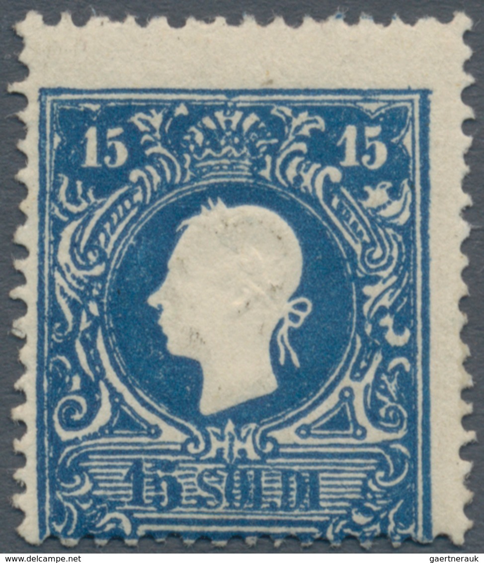 01888 Österreich - Lombardei Und Venetien: 1859, 15 S Blau, Type II, Postfrisch In Tadelloser Erhaltung. F - Lombardije-Venetië