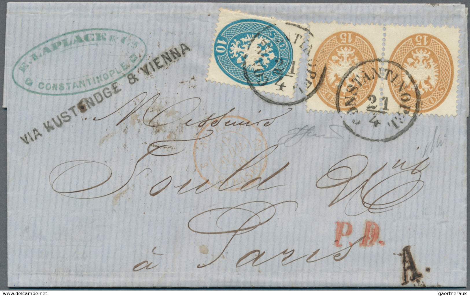 01894 Österreich - Lombardei Und Venetien: 1863 10 S. Blau Und Waag. Paar Der 15 S. Braun, Je Gez. K14 (Sa - Lombardo-Venetien