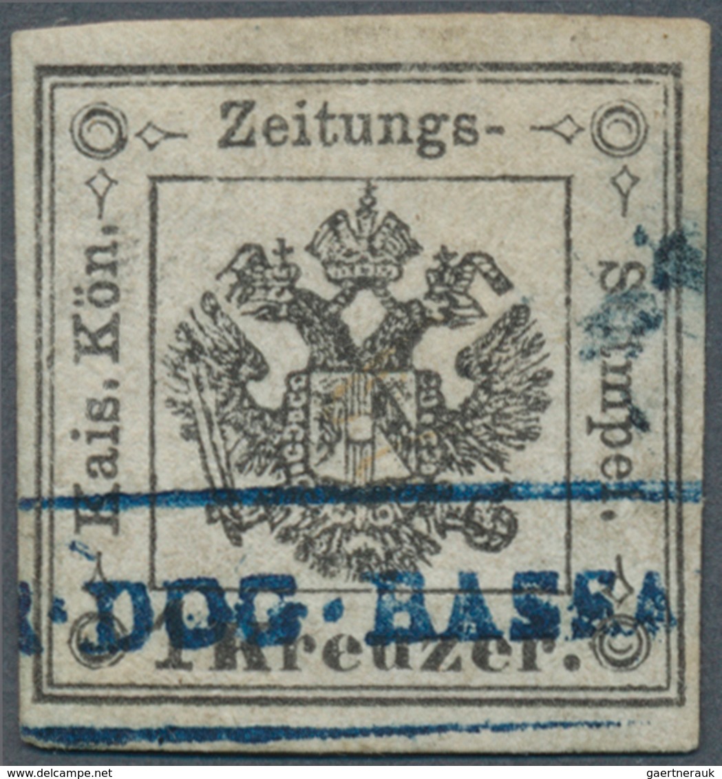 01900 Österreich - Lombardei Und Venetien - Zeitungsstempelmarken: 1859, 1 Kr Schwarz, Allseits Vollrandig - Lombardije-Venetië