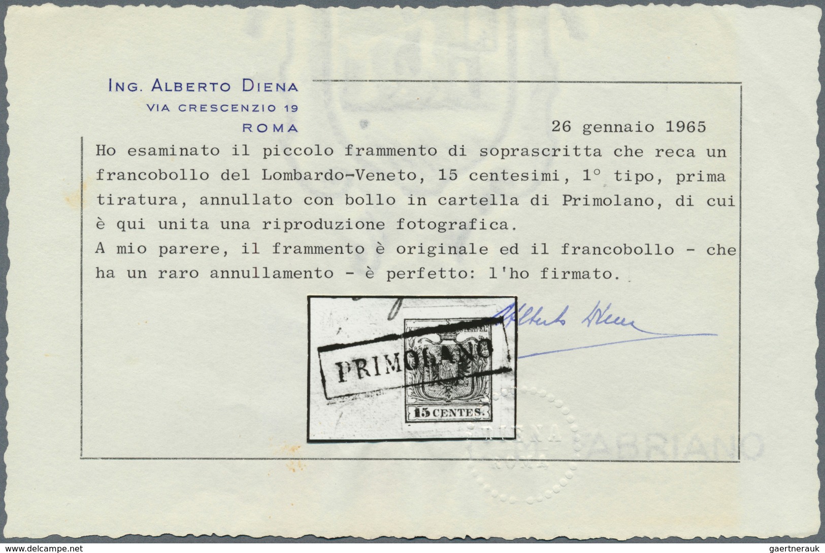 01910 Österreich - Lombardei Und Venetien - Stempel: 1850, 15 C Rot, Handpapier, Allseits Gut Gerandet, Au - Lombardije-Venetië