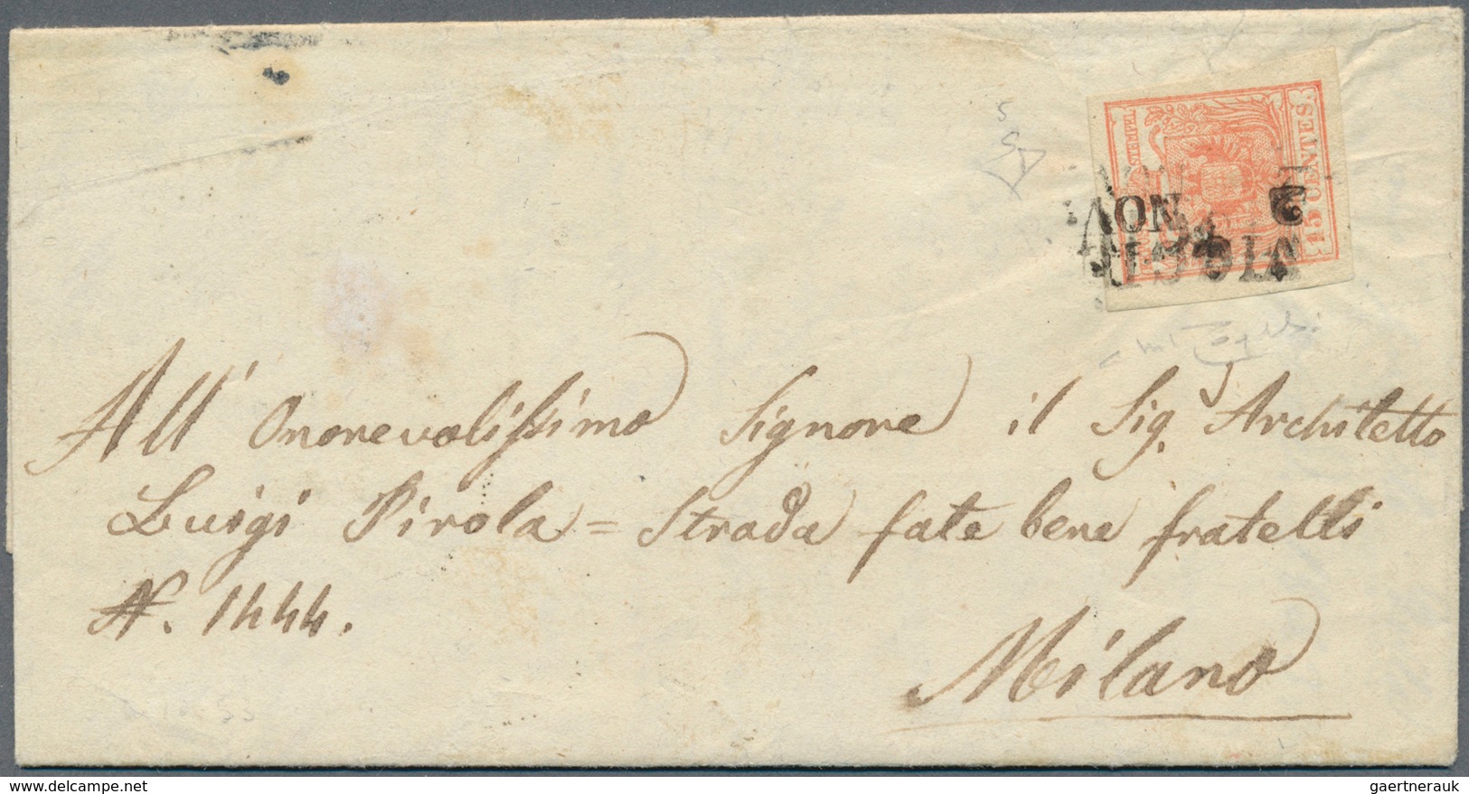 01917 Österreich - Lombardei Und Venetien - Stempel: 1850: VIGGIU (12 Punkte) Auf Brief Mit 15 C Nach Mail - Lombardy-Venetia