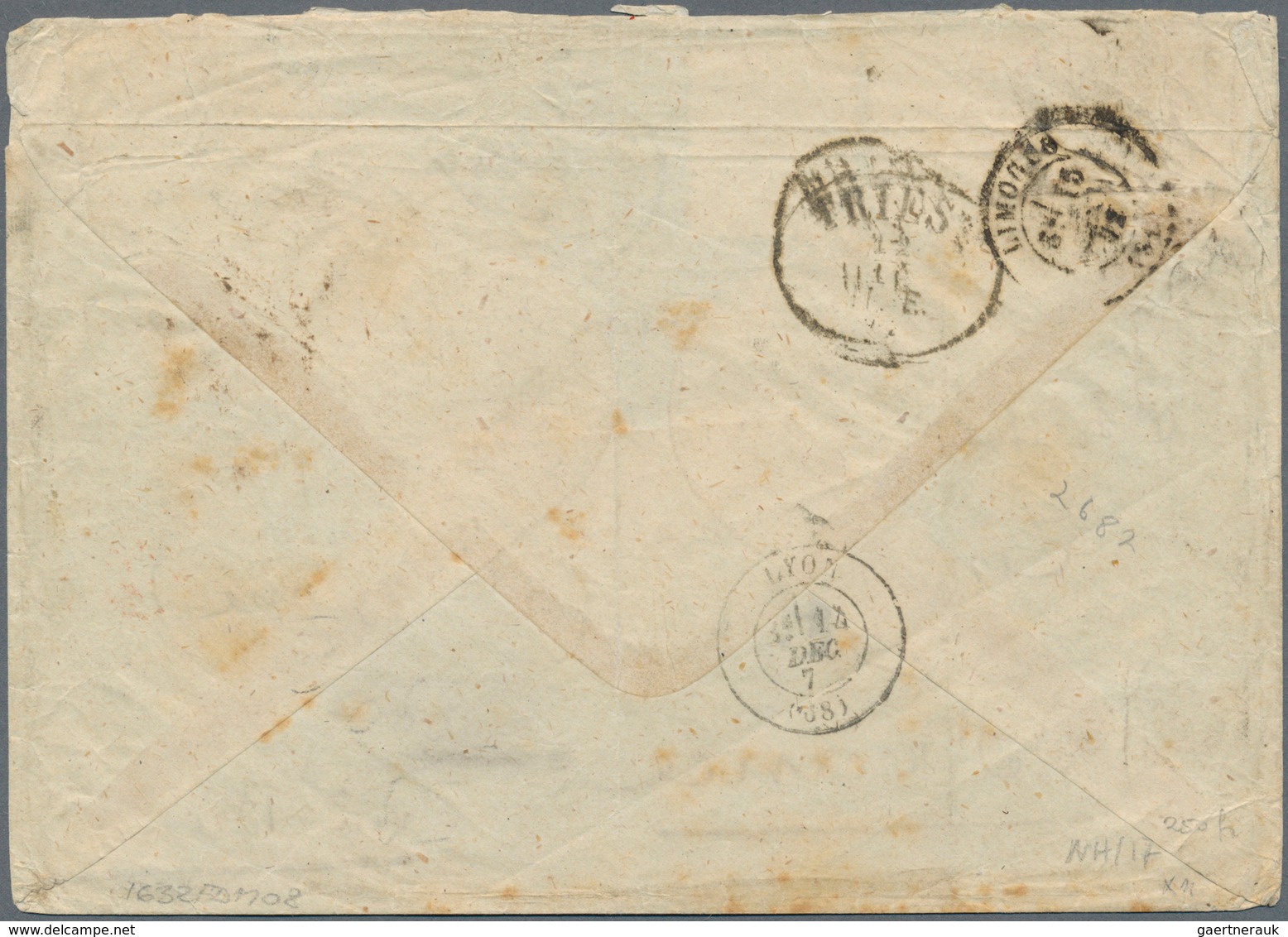 01922 Österreichische Post In Der Levante: 1867, 50 Soldi Braun Und Zwei 10 Soldi Blau Auf PD Letter Aus K - Eastern Austria