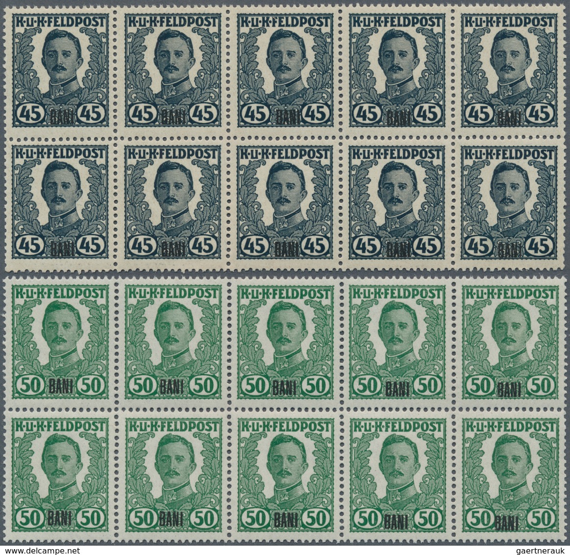 01925 Österreichisch-Ungarische Feldpost - Rumänien: 1918 Unverausgabte Serie 'Kaiser Karl I.' Mit Aufdruc - Andere & Zonder Classificatie