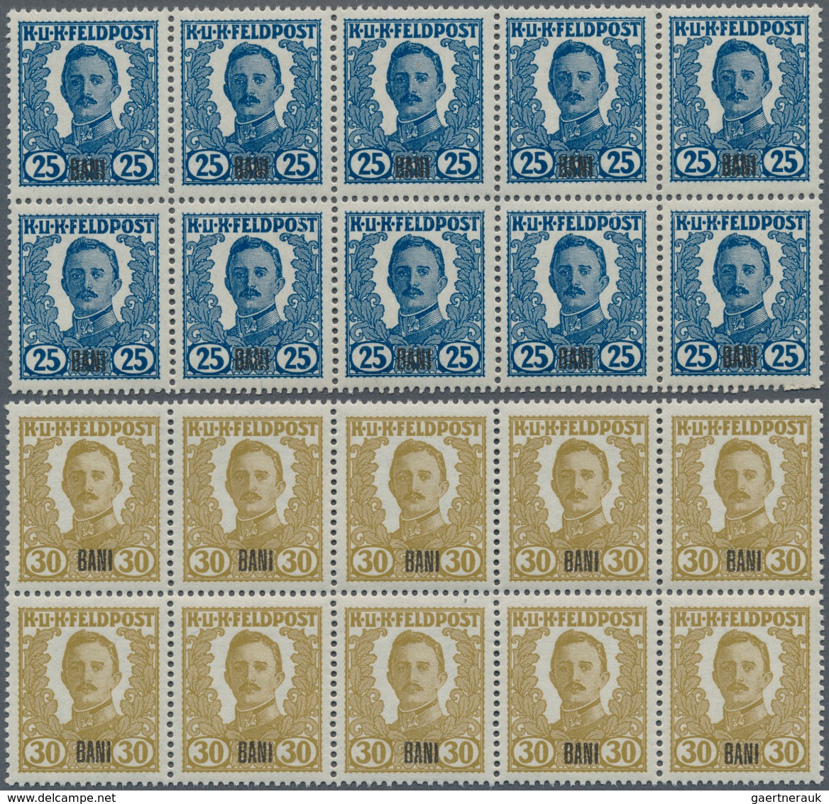 01925 Österreichisch-Ungarische Feldpost - Rumänien: 1918 Unverausgabte Serie 'Kaiser Karl I.' mit Aufdruc
