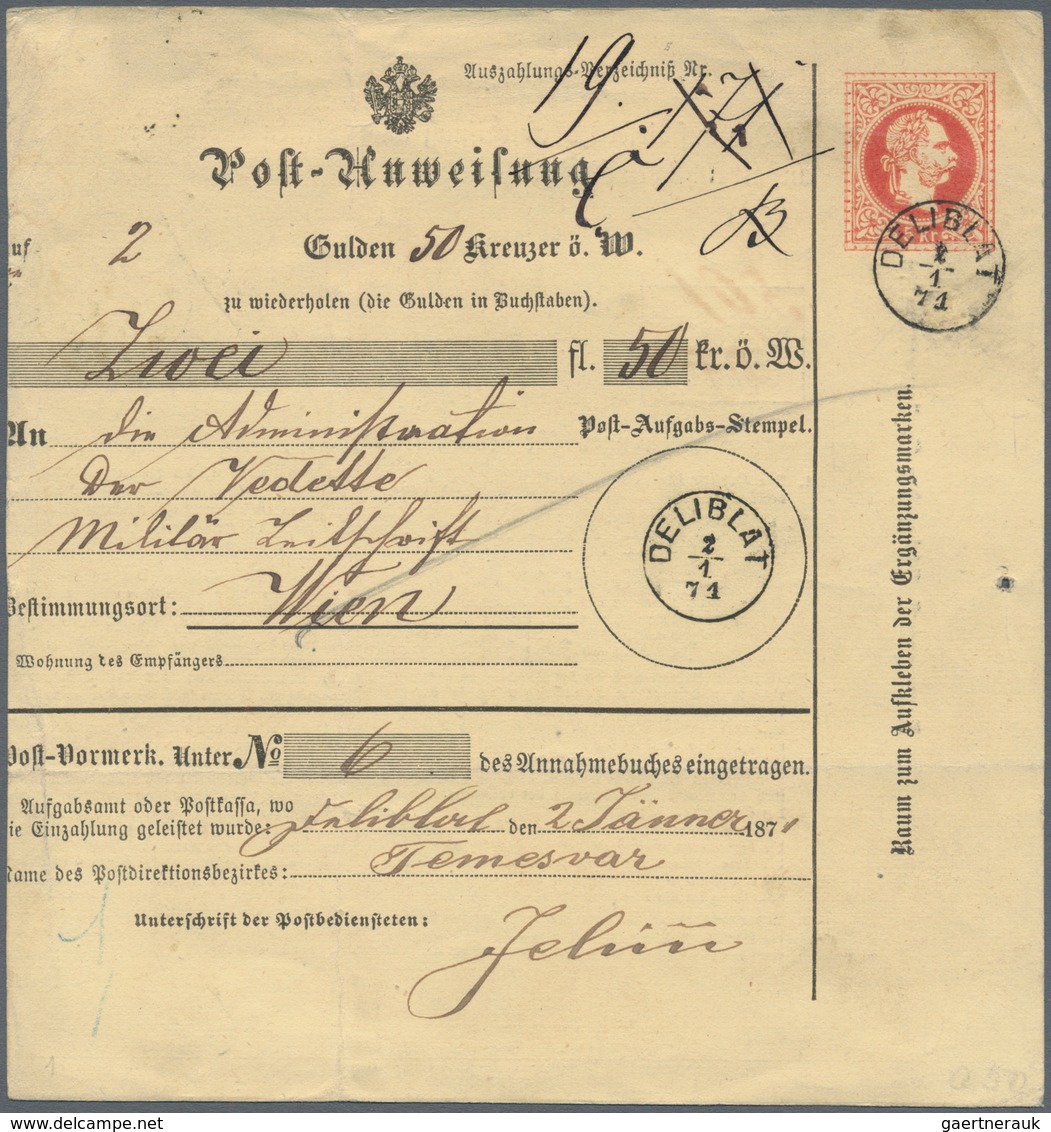 01926 Österreich - Verwendung In Ungarn: 1870, 5 Kr Rot Franz-Josef Postanweisungs-Ganzsache, Entwertet Mi - Other & Unclassified