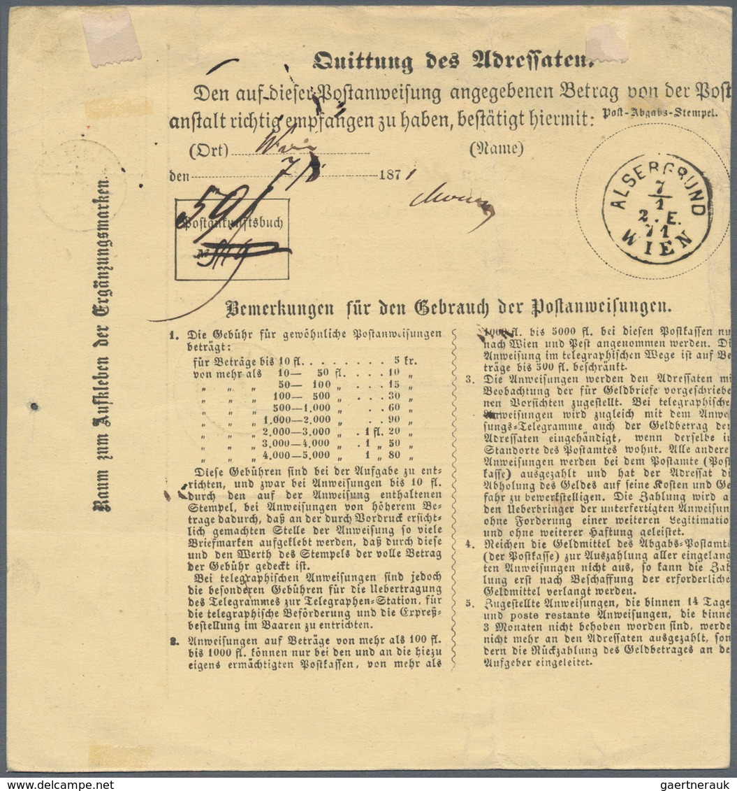 01926 Österreich - Verwendung In Ungarn: 1870, 5 Kr Rot Franz-Josef Postanweisungs-Ganzsache, Entwertet Mi - Sonstige & Ohne Zuordnung