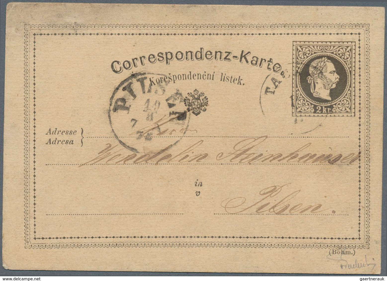 01927 Österreich - Ganzsachen: 1871/1873, Correspondenz-Karte Mit Wertstempeleindruck Zu 2 Kreuzer SCHWARZ - Sonstige & Ohne Zuordnung