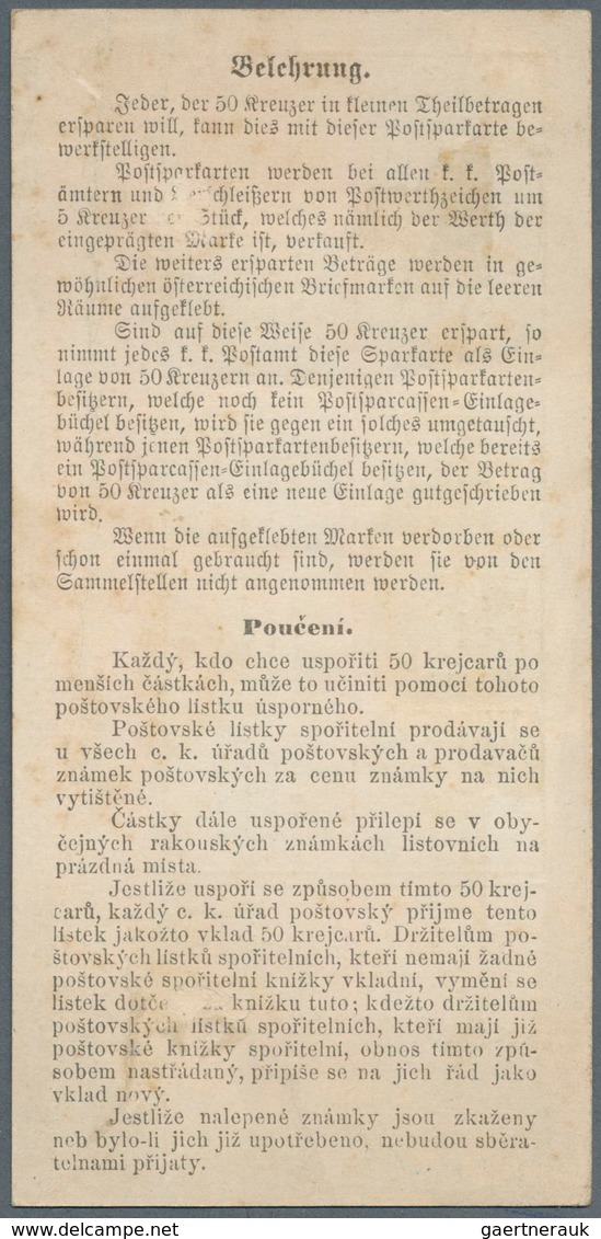 01928 Österreich - Ganzsachen: 1883, 5 Kr Doppeladler Postsparkarte, Zweisprachiger Vordruck "deutsch-böhm - Andere & Zonder Classificatie
