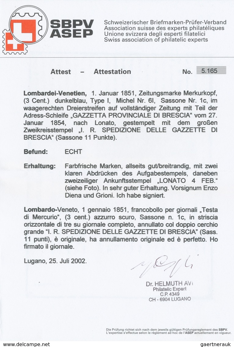 01933 Österreich - Stempel: "I.R. SPEDIZIONE DELLE GAZZETTE DI BRESCIA" (Lombardei-Venetien), Klarer Und S - Maschinenstempel (EMA)