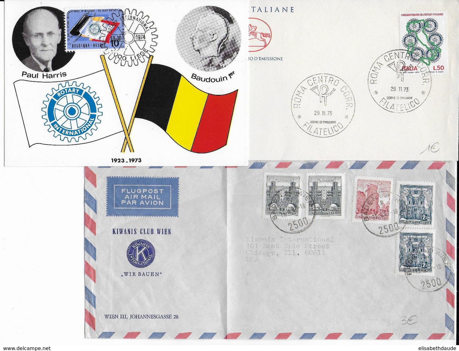 ROTARY CLUB - ENSEMBLE De 12 ENVELOPPES - VOIR 4 SCANS - Rotary, Lions Club