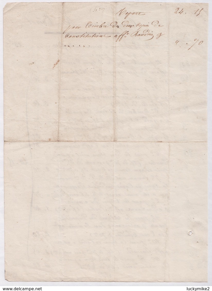 Ca1850  French Bill.  Does Anyone Know What It Is For?  Ref 0553 - Historical Documents