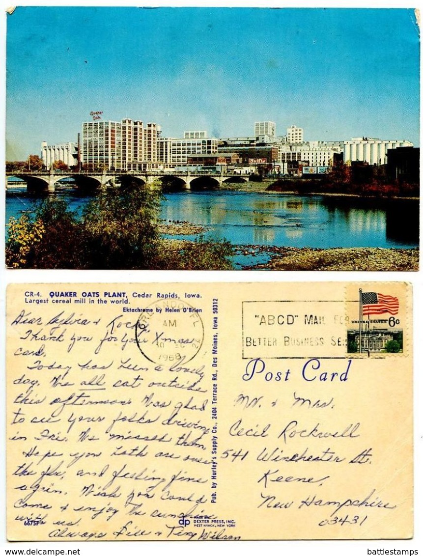 United States 1968 Postcard Quaker Oats Plant - Cedar Rapids, Iowa - Cedar Rapids