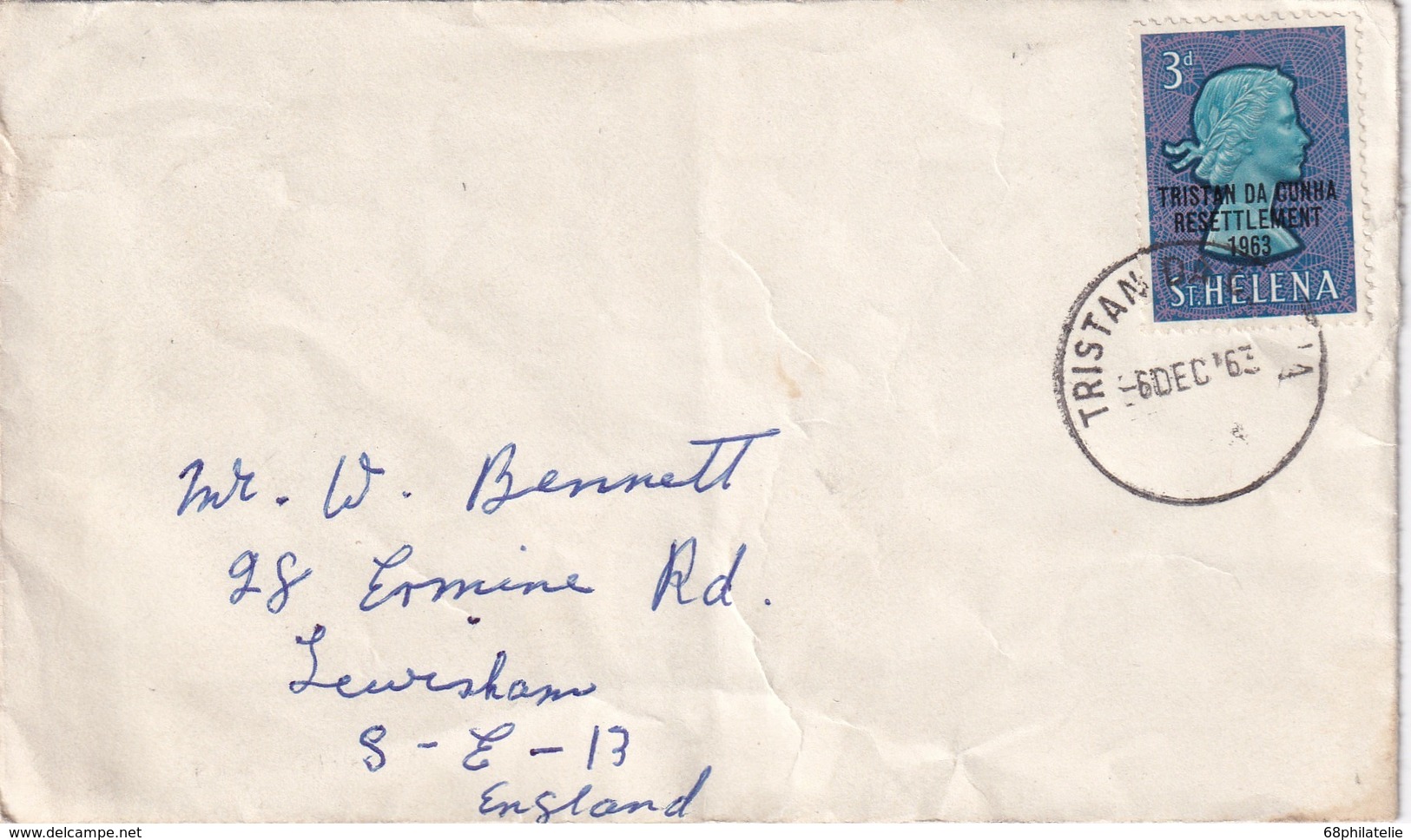 STE  HELENE 1963 LETTRE DE TRISTAN DA CUNHA - Sainte-Hélène