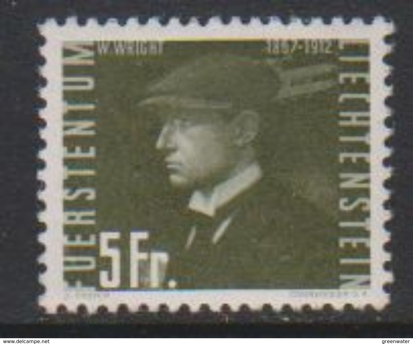 Liechtenstein 1948 Airmail / Flugpost 5Fr  Wilbur Wright Unused Regummed (39552D) - Luchtpostzegels