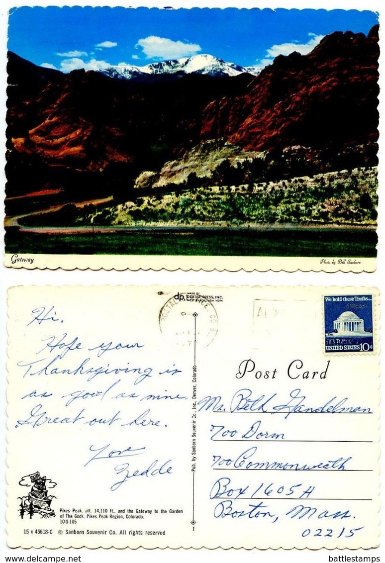 United States 1974 Postcard Gateway To The Garden Of The Gods - Pikes Peak, Colorado - Rocky Mountains