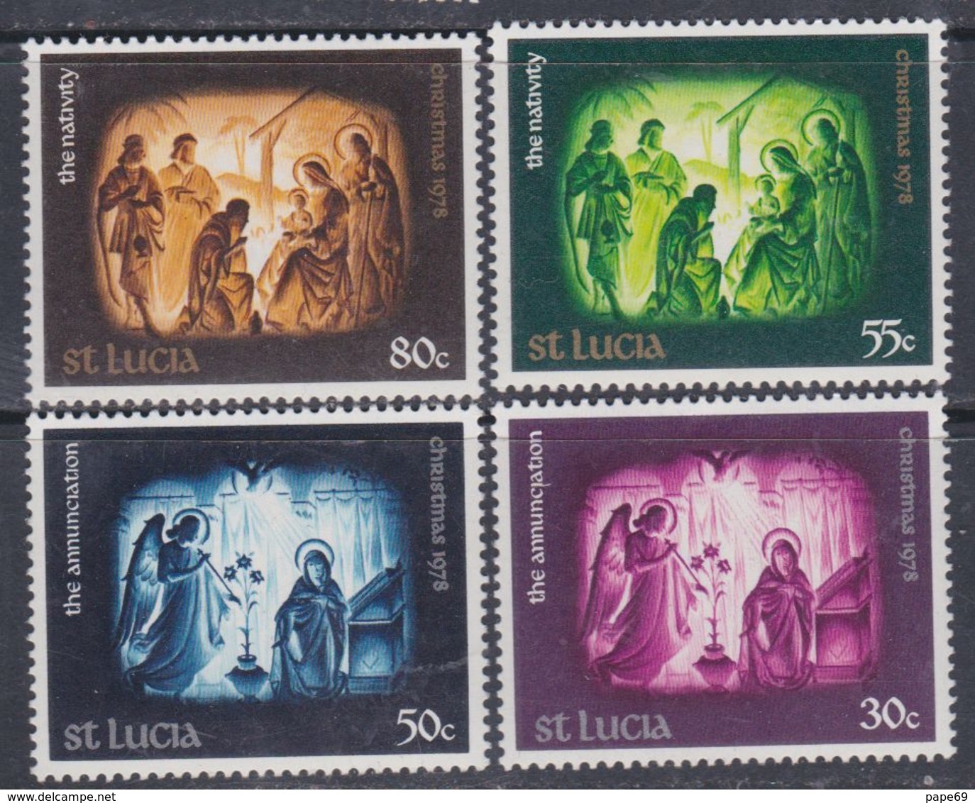 Sainte-Lucie N° 448 / 51  XX Noël, La Série Des 4 Valeurs Sans Charnière, TB - Ste Lucie (...-1978)