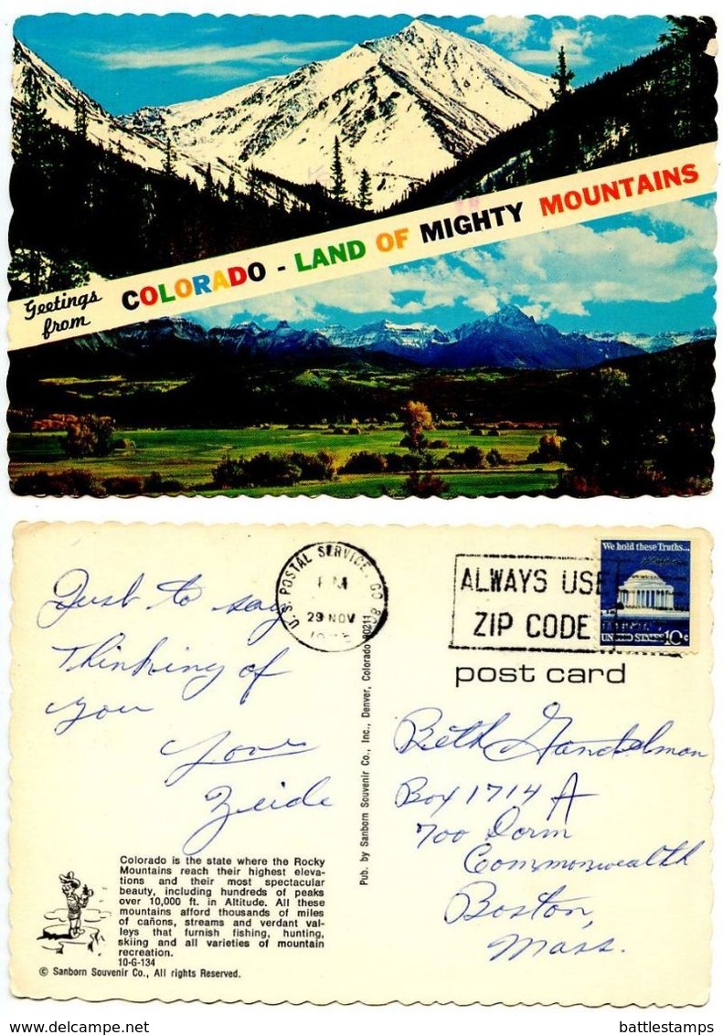 United States 1975 Postcard Greetings From Colorado - Rocky Mountains - Rocky Mountains