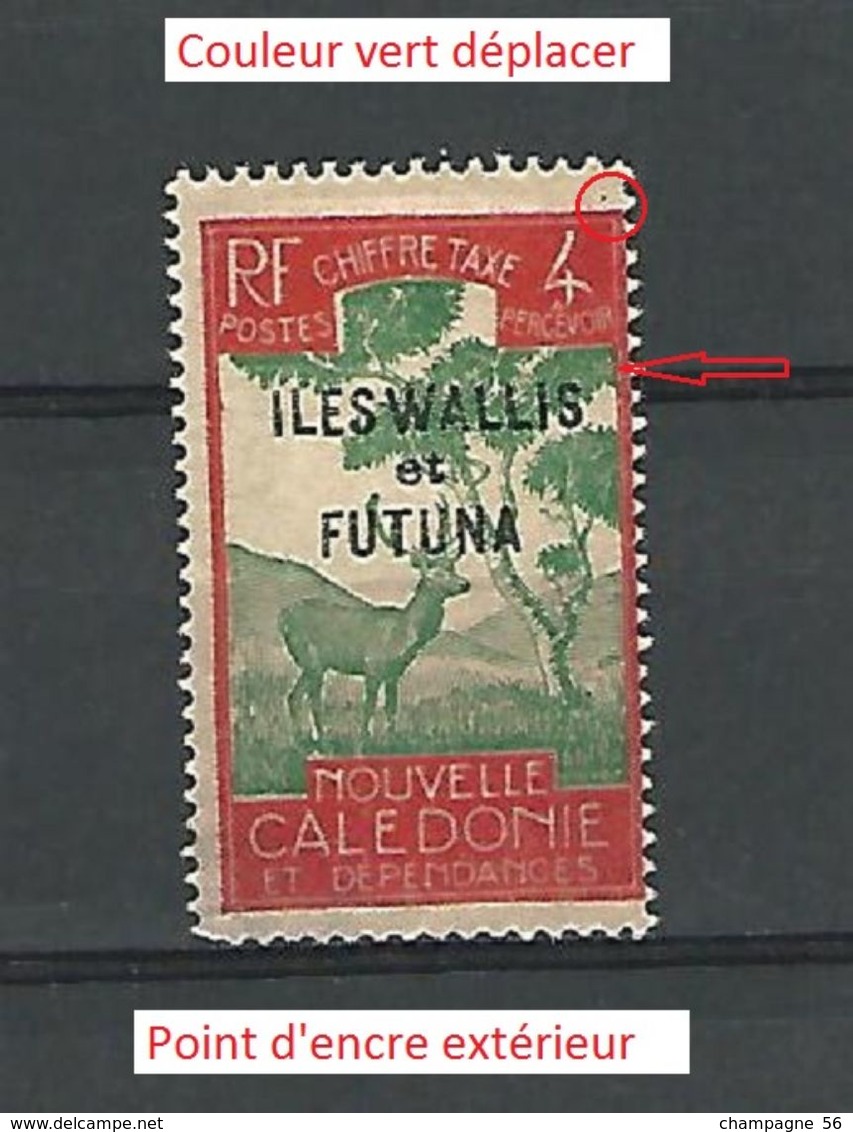 VARIÉTÉS 1930 N° 12 NOUVELLE CALÉDONIE SURCHARGE ILES WALLIS ET FUTUNA  4C NEUF  DOS CHARNIÈRE - Postage Due