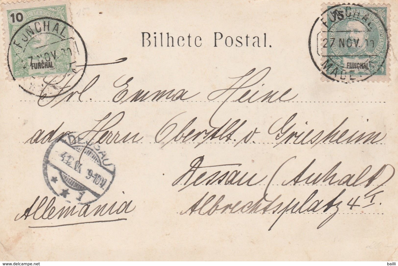 Funchal Carte Postale Pour L'Allemagne 1900 - Funchal