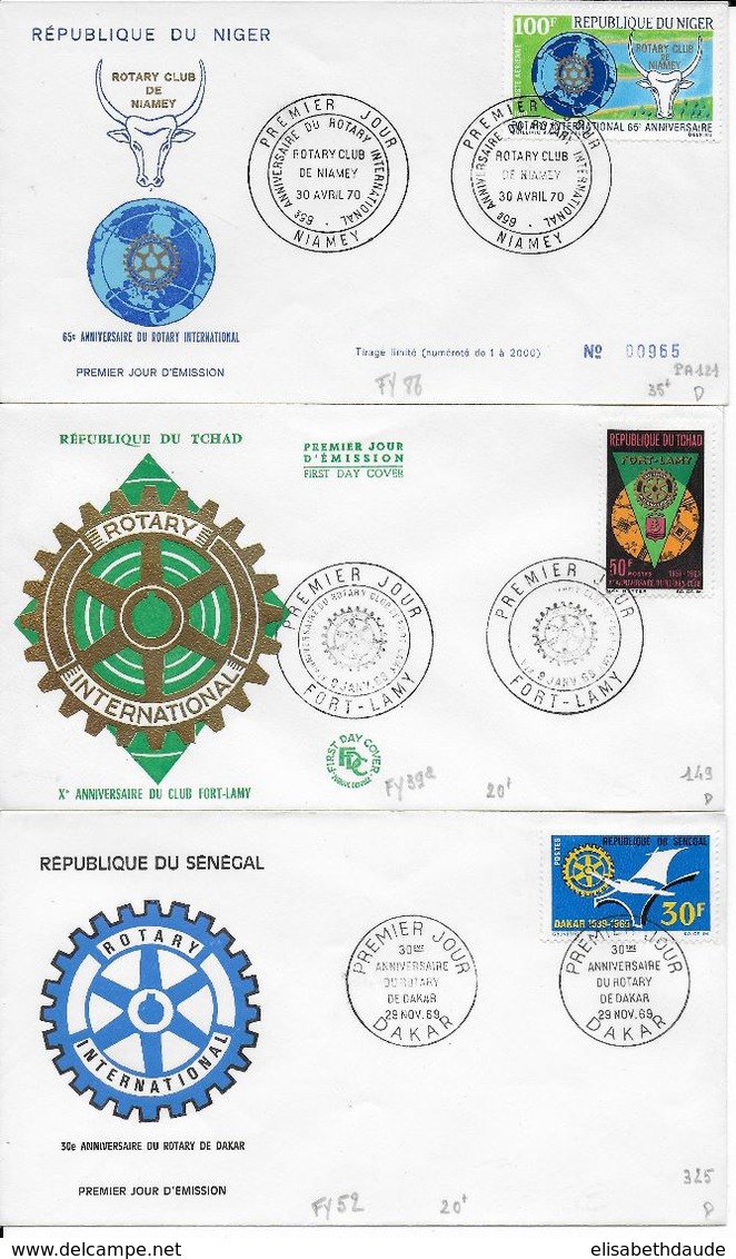 ROTARY CLUB - ENSEMBLE De 3 ENVELOPPES FDC - - Rotary, Lions Club