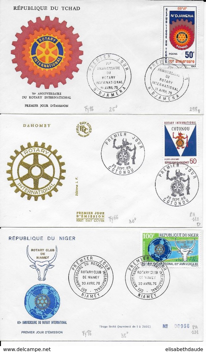 ROTARY CLUB - ENSEMBLE De 3 ENVELOPPES FDC - - Rotary, Lions Club